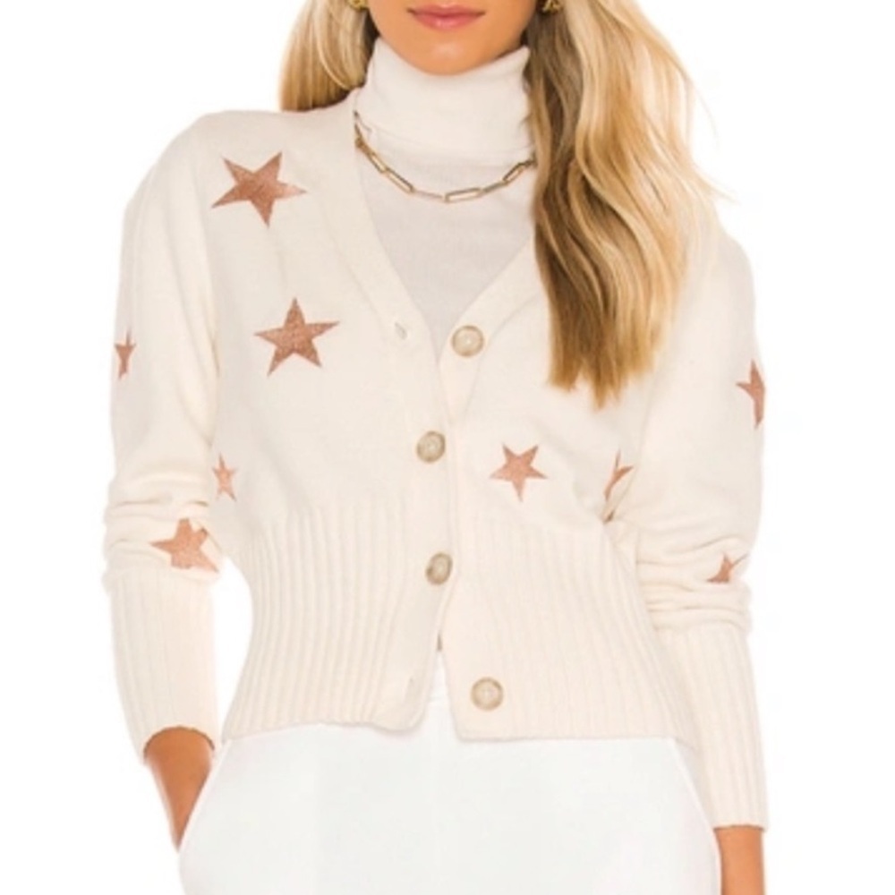 Cinq a Sept large cream embroidered star cardigan